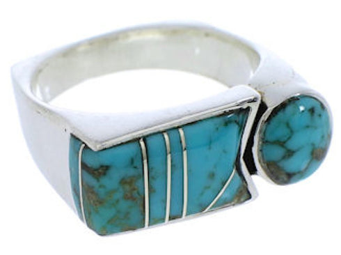 Southwestern Sterling Silver Turquoise Ring Size 6-1/2 UX39826